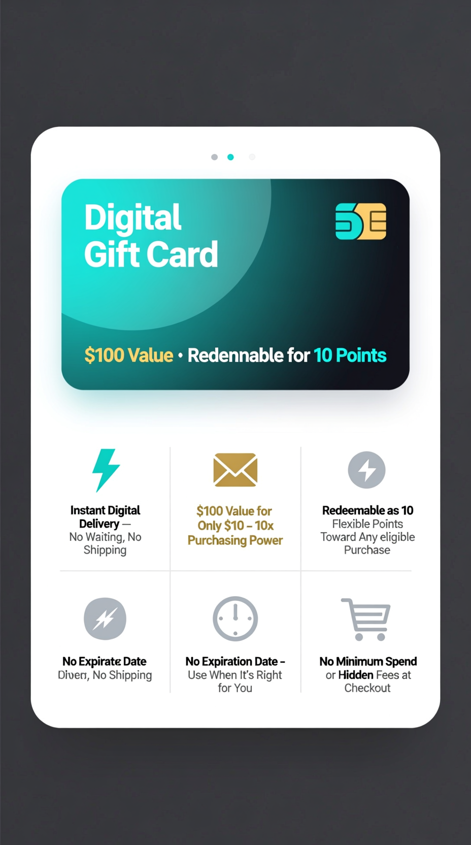 Digital Gift Card: $100 Value, Redeemable for 10 Points