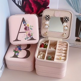 Mini Jewelry Box With Mirror, Portable Travel Jewelry Case, Holder & Organizer For Ring Necklace Earring (3.94\