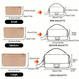 Multi-Pocket Organizer Insert Bag, Felt Cloth Zipper Cosmetic Storage Bag, Lightweight Portable Inner Travel Storage Bag