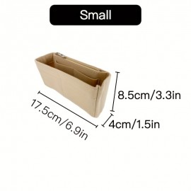 Multi-Pocket Organizer Insert Bag, Felt Cloth Zipper Cosmetic Storage Bag, Lightweight Portable Inner Travel Storage Bag