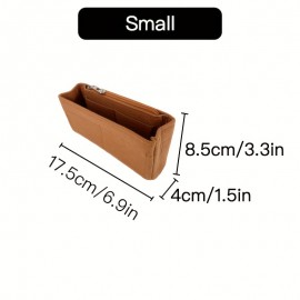 Multi-Pocket Organizer Insert Bag, Felt Cloth Zipper Cosmetic Storage Bag, Lightweight Portable Inner Travel Storage Bag