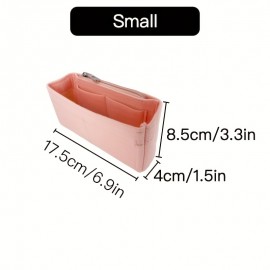 Multi-Pocket Organizer Insert Bag, Felt Cloth Zipper Cosmetic Storage Bag, Lightweight Portable Inner Travel Storage Bag