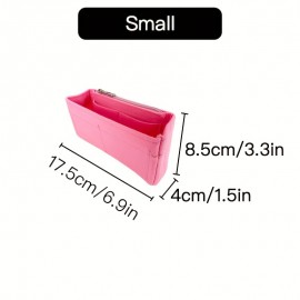 Multi-Pocket Organizer Insert Bag, Felt Cloth Zipper Cosmetic Storage Bag, Lightweight Portable Inner Travel Storage Bag
