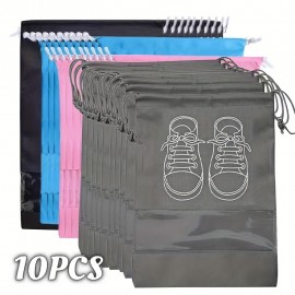 10pcs Shoes Storage Bags, Non-woven Travel Portable Bag, Drawstring Dustproof Bags