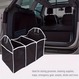 1pc Universal Car Trunk Organizer, Travel Clothing Protection Storage Bag, Portable Foldable Waterproof Auto Storage Bag With 3 Compartments, For SUV, Truck, Van, Sedan