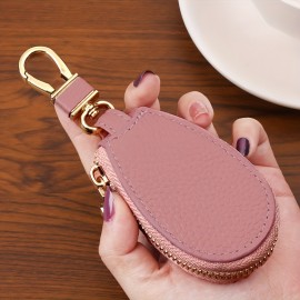 1PC Mini Litchi Embossed Keychain, Minimalist Keychain Case Wallet, Car Key Storage Case & Key Protection Case