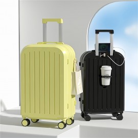 Minimalist Solid Color Travel Luggage Case, Lightweight Hardside Trolley Case, Portable Versatile Suitcase