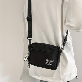 Men's Fashion Casual Canvas Messenger Bag With Pendant