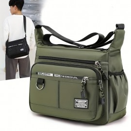 1pc Men's Shoulder Crossbody Bag, Large-capacity Waterproof And Wear-resistant Bag, Multi-pocket Business Bag, Business Casual Crossbody Bag, Multi-layer Zipper Fashion For Business Trips