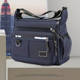 1pc Men's Shoulder Crossbody Bag, Large-capacity Waterproof And Wear-resistant Bag, Multi-pocket Business Bag, Business Casual Crossbody Bag, Multi-layer Zipper Fashion For Business Trips