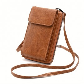 Retro Style Mobile Phone Bag, Mini PU Leather Crossbody Bag, Versatile Coin Purse Wallet