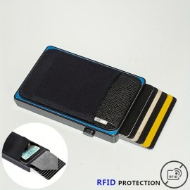 RFID Blocking Card Holder, Aluminum Smart Wallet, Metal Pop Button Purse, Can Accommodate 6-8 Cards