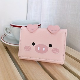 Cartoon Kawaii Pig Design Wallet, Trifold Coin Purse, Versatile Clutch Wallet With Card Slots