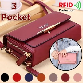 New Korean Large Capacity Multifunctional Shoulder Bag Medium Length Handheld Bag Mobile Bag Fashion Women's Wallet