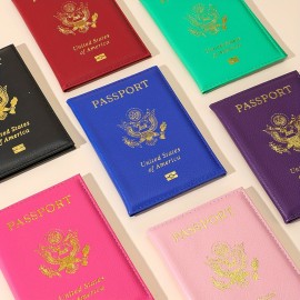 Women's Simple Vintage Passport Case, Lightweight Solid Color Cover, Faux Leather Organizer