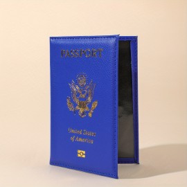 Women's Simple Vintage Passport Case, Lightweight Solid Color Cover, Faux Leather Organizer