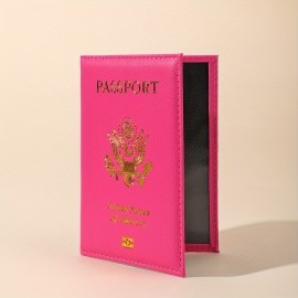 Women's Simple Vintage Passport Case, Lightweight Solid Color Cover, Faux Leather Organizer