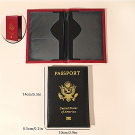 Women's Simple Vintage Passport Case, Lightweight Solid Color Cover, Faux Leather Organizer