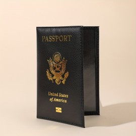 Women's Simple Vintage Passport Case, Lightweight Solid Color Cover, Faux Leather Organizer