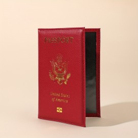 Women's Simple Vintage Passport Case, Lightweight Solid Color Cover, Faux Leather Organizer
