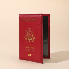 Women's Simple Vintage Passport Case, Lightweight Solid Color Cover, Faux Leather Organizer