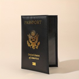 Women's Simple Vintage Passport Case, Lightweight Solid Color Cover, Faux Leather Organizer