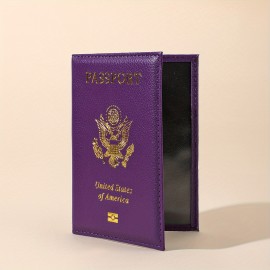 Women's Simple Vintage Passport Case, Lightweight Solid Color Cover, Faux Leather Organizer