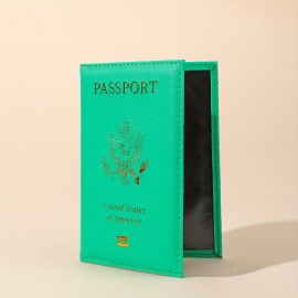 Women's Simple Vintage Passport Case, Lightweight Solid Color Cover, Faux Leather Organizer