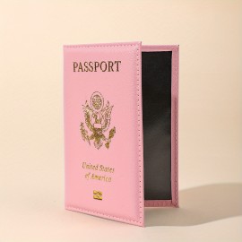 Women's Simple Vintage Passport Case, Lightweight Solid Color Cover, Faux Leather Organizer