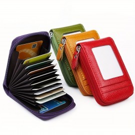 Multi Slots Credit Card Wallet, Multi Card Case Holder With ID Window, Zip Around Card Coin Purse