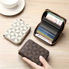 Multi Card Slots Short Wallet, Zipper Retro Pattern Coin Purse, Women's Classic Textured Credit Card Case