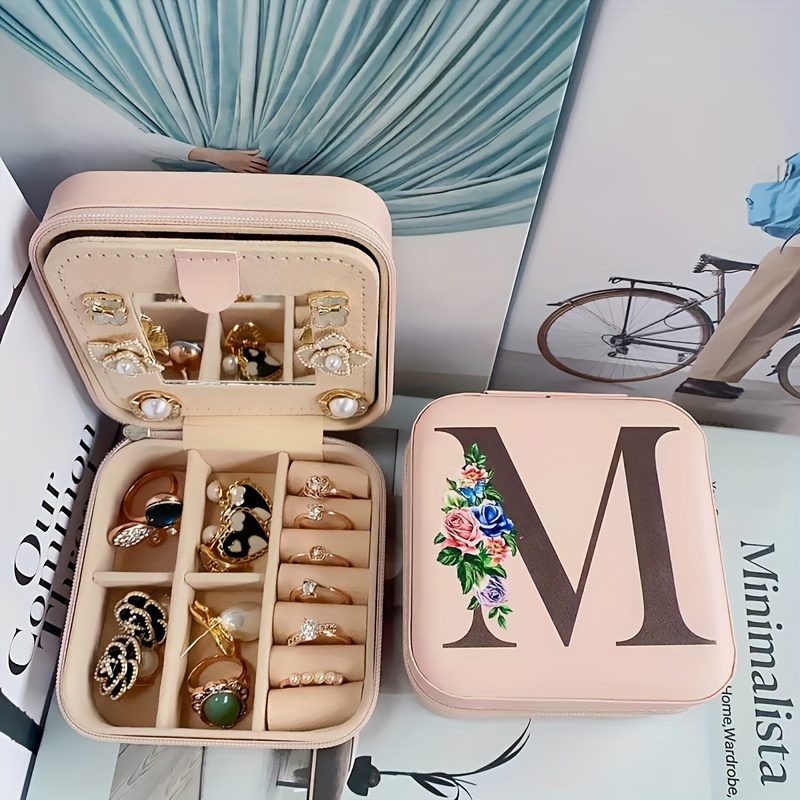 mini jewelry box with mirror portable travel jewelry case holder organizer for ring necklace earring 3 94 x3 94 x1 97 details 7