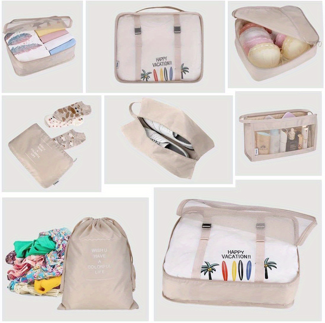 8pcs luggage packing organizer set lightweight handheld packing cubes clothing underwear shoes storage bag details 5