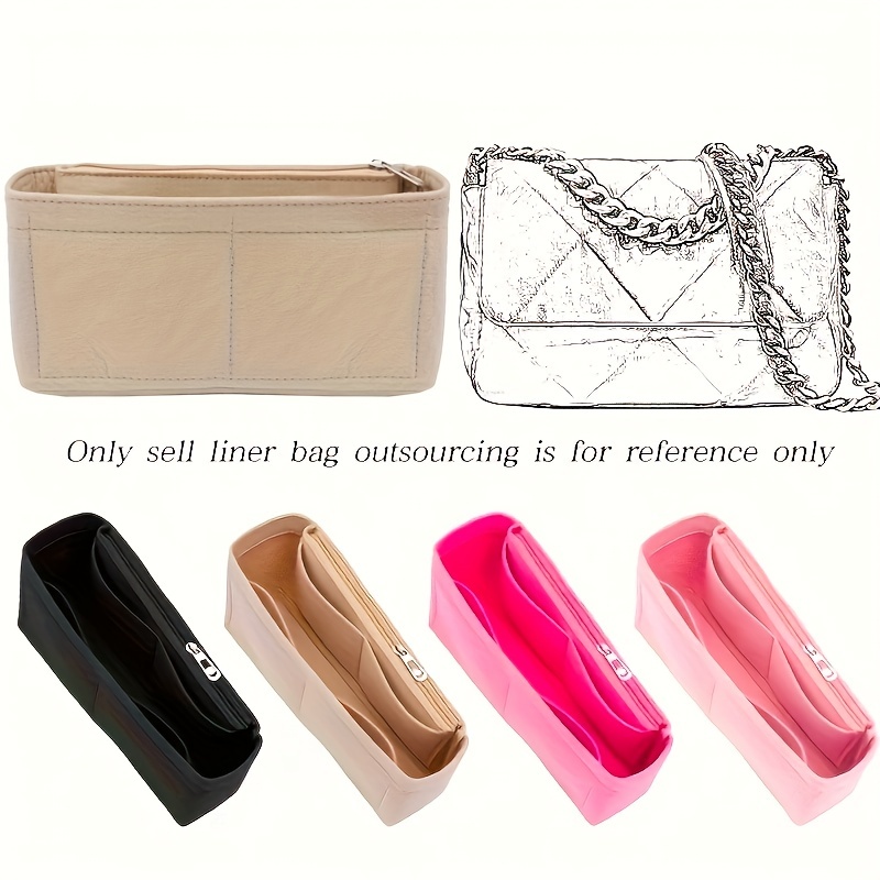 multi pocket organizer insert bag felt cloth zipper cosmetic storage bag lightweight portable inner travel storage bag details 6