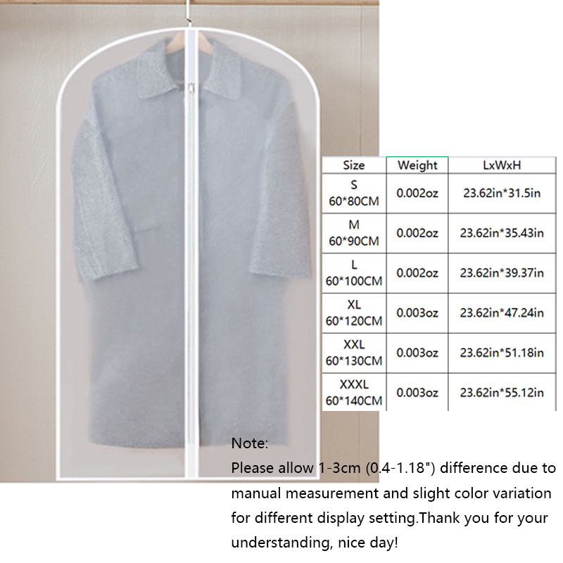 autumn winter clothes dust bag hanging clothes dust covering suit hanger bag household wardrobe coat cove details 3