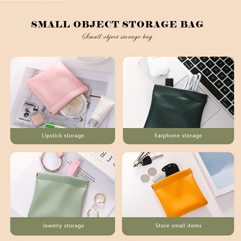 mini solid color coin purse portable storage organizer travel makeup organizer details 3