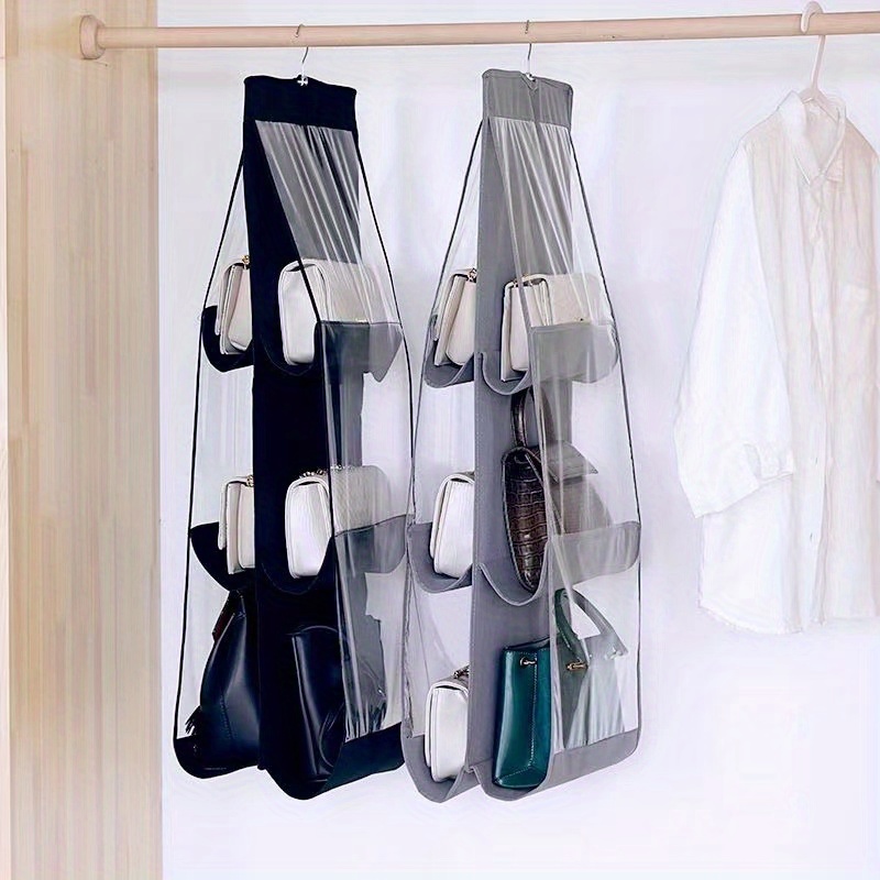 1pc 8 pockets hanging bag organizer closet wardrobe storage bag household hanging rack holder details 0