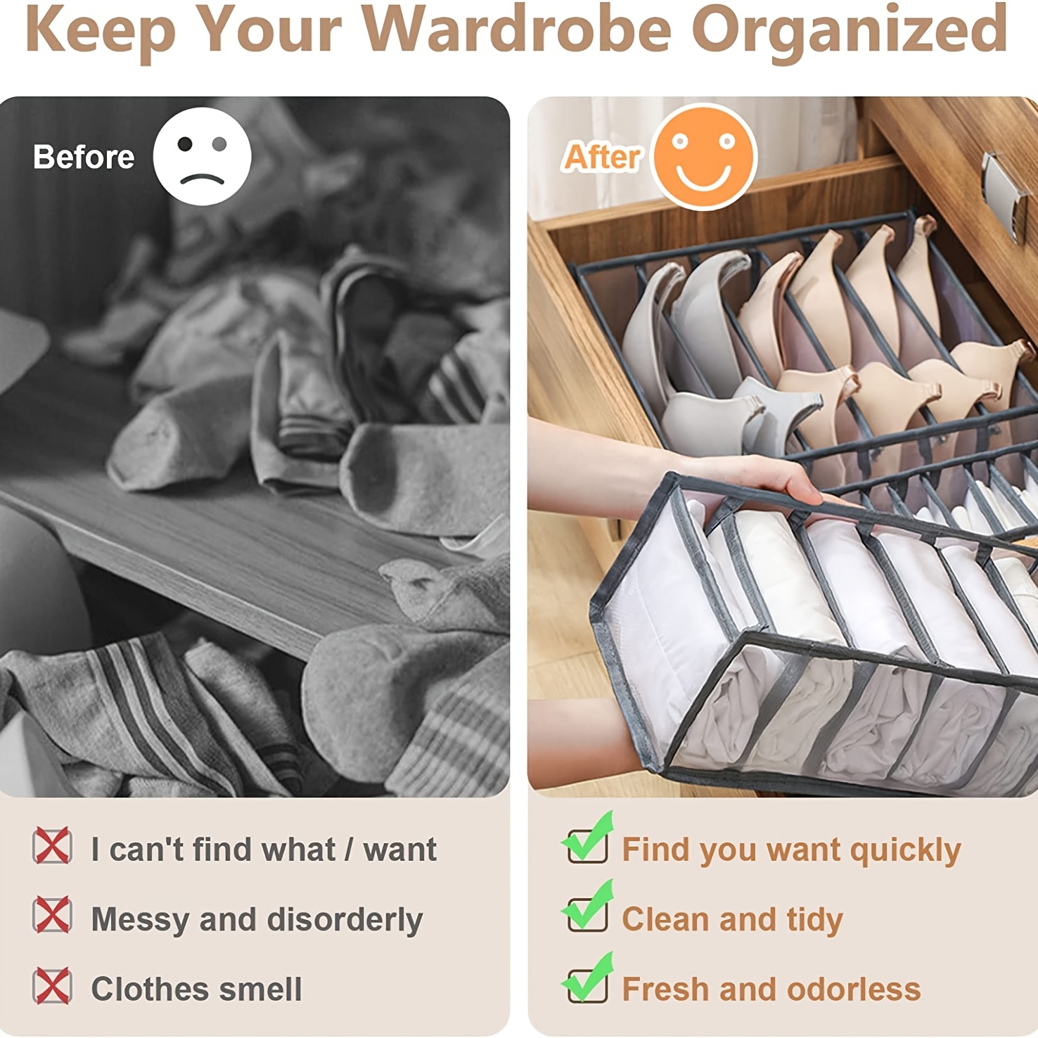 bra panty organizer foldable underwear storage box drawer closet storage divider for tie lingerie socks details 4