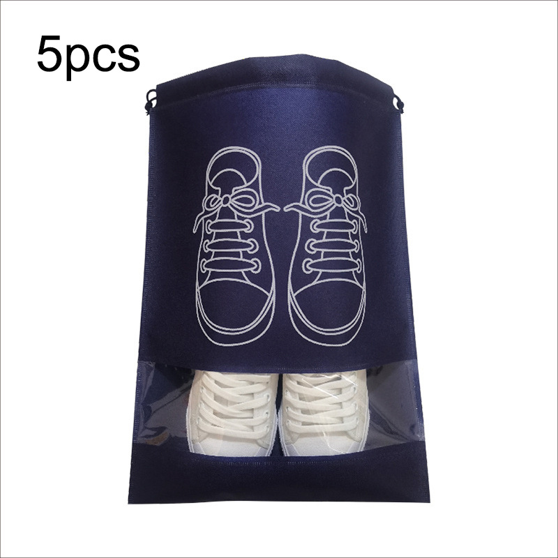 5pcs shoes storage bag closet organizer non woven travel portable bag waterproof pocket clothing classified hanging bag details 5