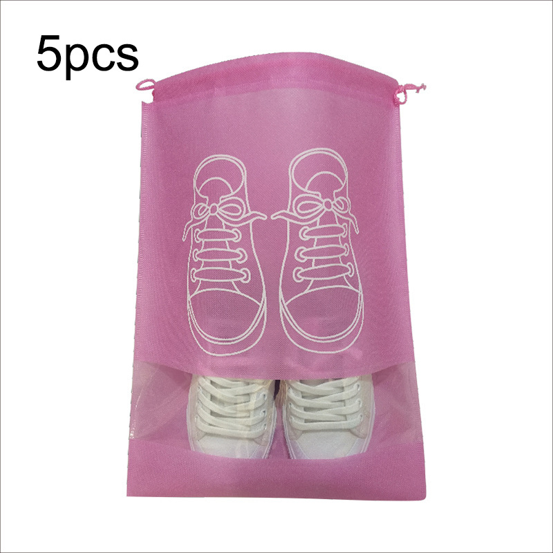 5pcs shoes storage bag closet organizer non woven travel portable bag waterproof pocket clothing classified hanging bag details 6