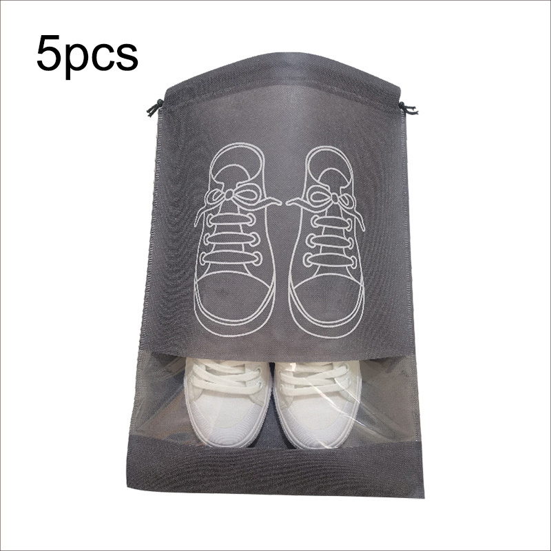 5pcs shoes storage bag closet organizer non woven travel portable bag waterproof pocket clothing classified hanging bag details 7