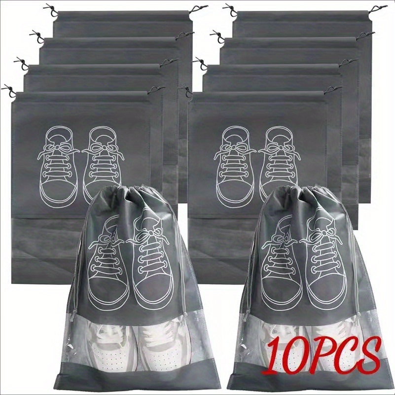 10pcs shoes storage bags non woven travel portable bag drawstring dustproof bags details 1