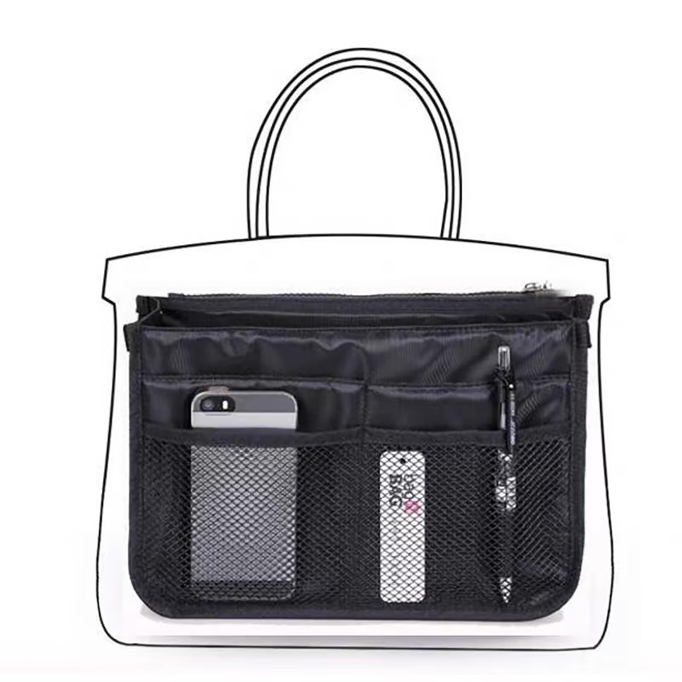 purse insert storage bag versatile travel organizer bag insert cosmetic bag with multi pockets details 1