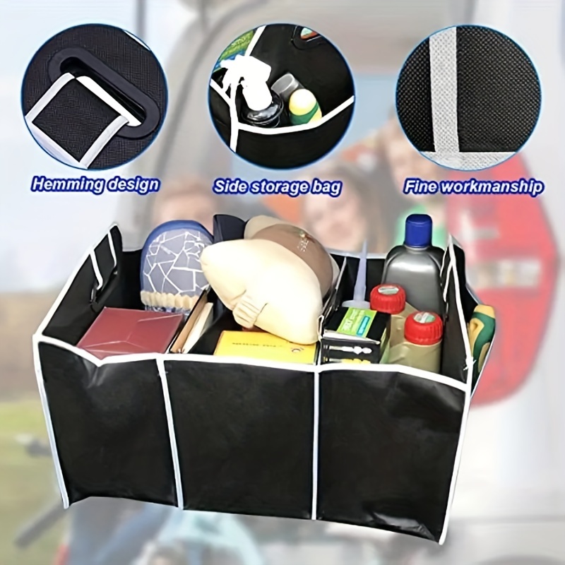 1pc universal car trunk organizer travel clothing protection storage bag portable foldable waterproof auto storage bag with 3 compartments for suv truck van sedan details 1