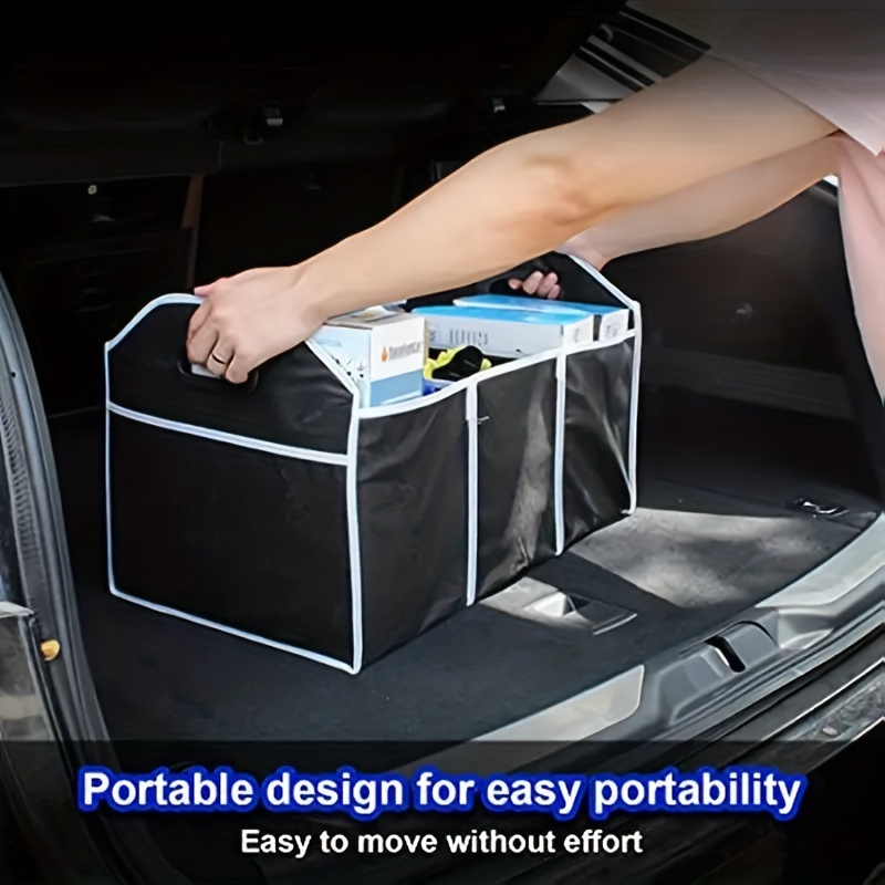 1pc universal car trunk organizer travel clothing protection storage bag portable foldable waterproof auto storage bag with 3 compartments for suv truck van sedan details 2