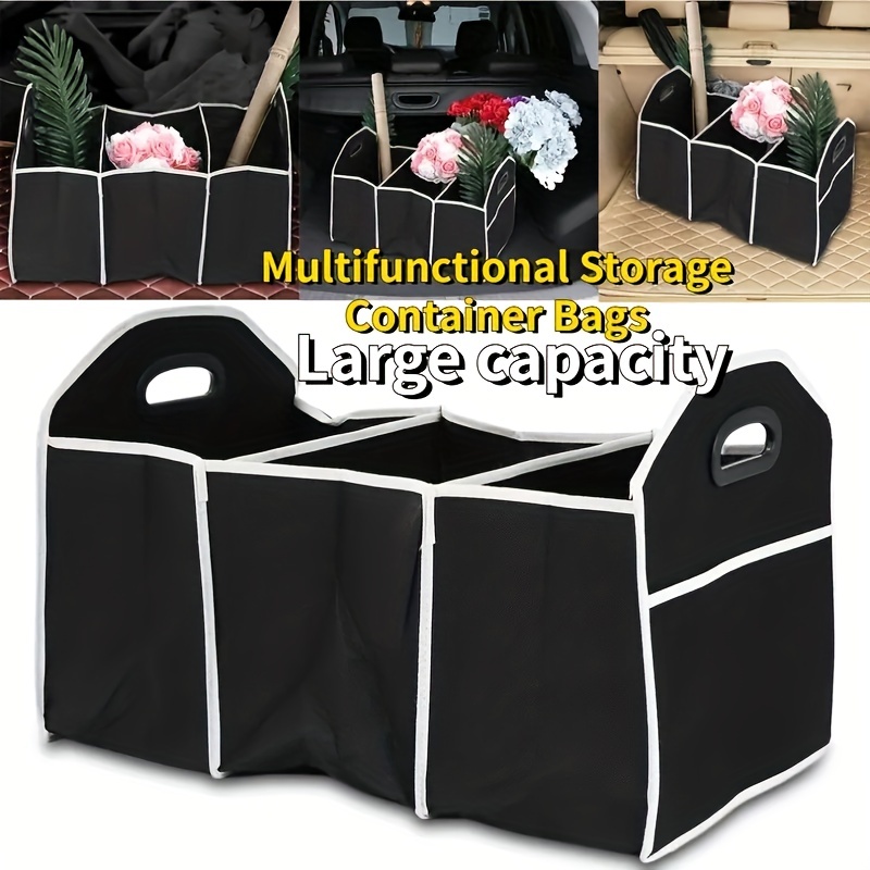 1pc universal car trunk organizer travel clothing protection storage bag portable foldable waterproof auto storage bag with 3 compartments for suv truck van sedan details 6