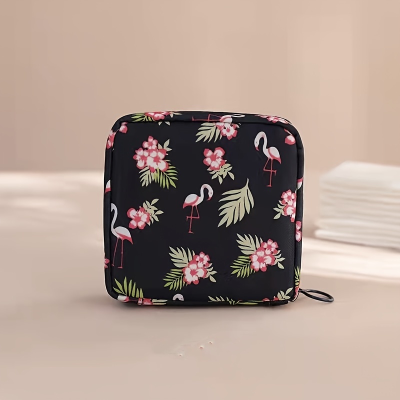 cute cartoon print sanitary napkin bag portable lightweight storage bag with zipper details 6