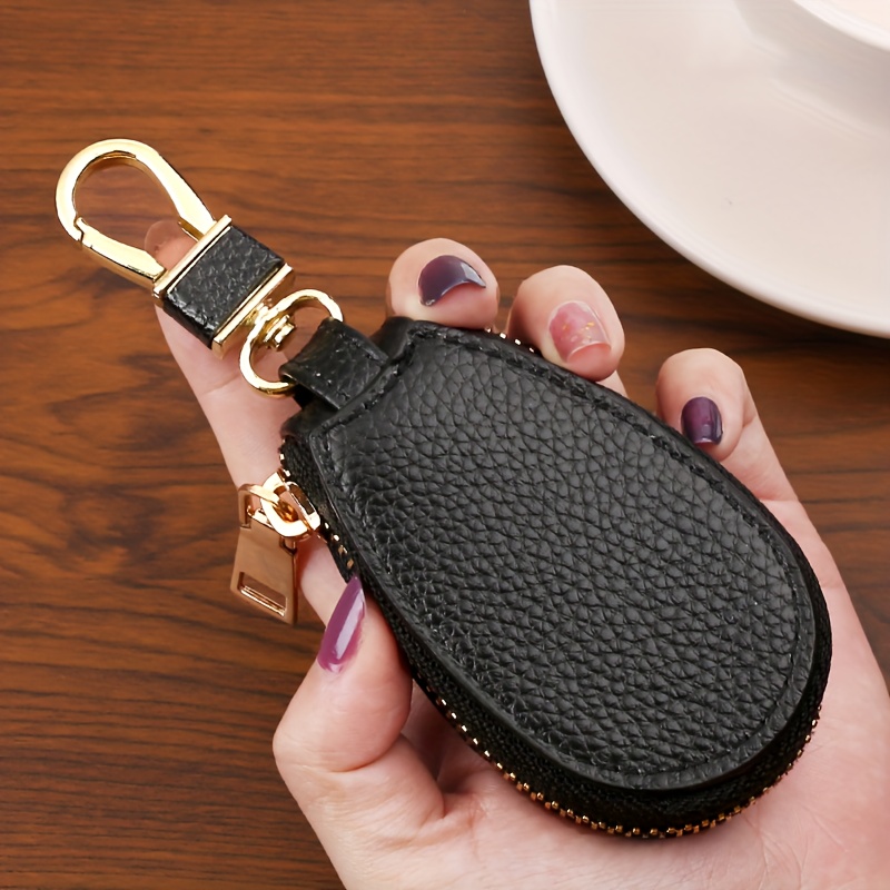 mini litchi embossed keychain, 1pc mini litchi embossed keychain minimalist keychain case wallet car key storage case key protection case details 5