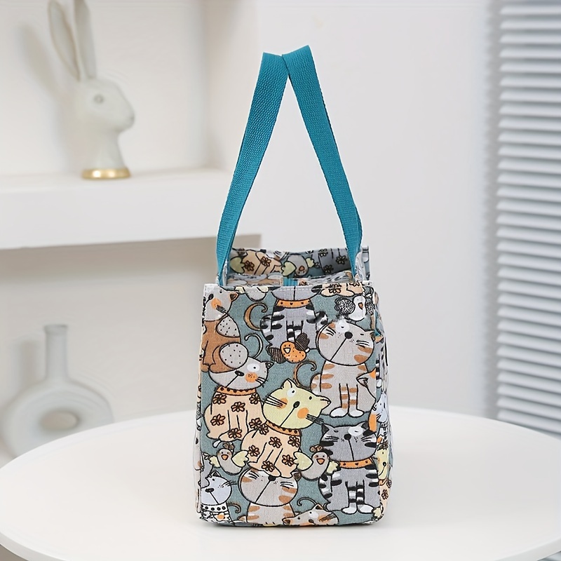 cute cartoon print lunch bag insulated large capacity bento bag thermal cooler handbag for school work travel picnic details 0