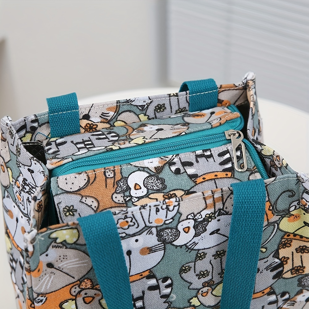 cute cartoon print lunch bag insulated large capacity bento bag thermal cooler handbag for school work travel picnic details 5